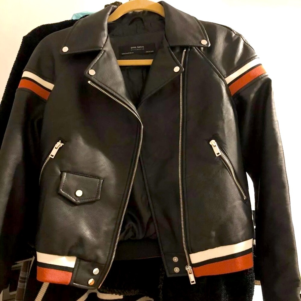 Zara Faux Leather Biker jacket XS Vintage Style